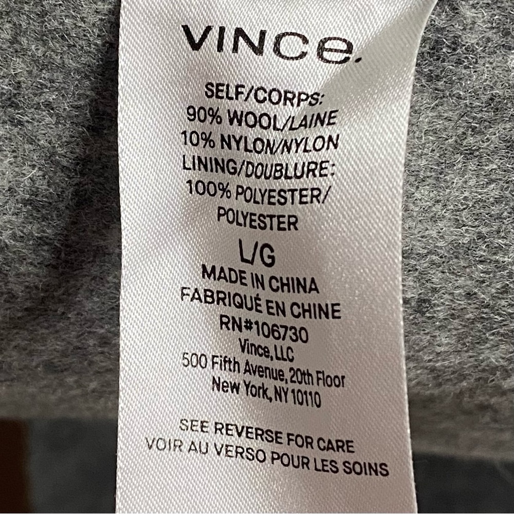 New Vince. Large Gray Wool Pea Coat - Picture 10 of 11